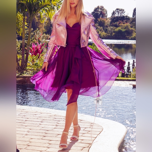 kelsey renee Jackets & Coats Custom Metallic Pink Leather